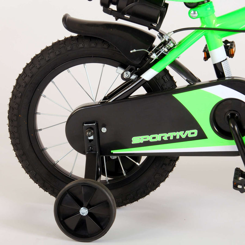 Load image into Gallery viewer, Volare Sportivo Kinderfiets Jongens 14 inch Neon Groen Zwart Twee Handremmen 95% afgemonteerd
