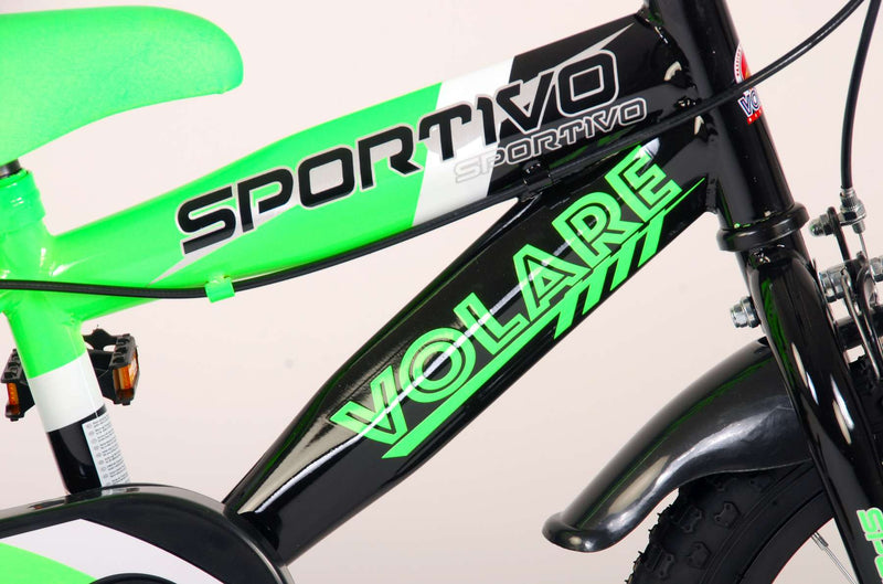 Load image into Gallery viewer, Volare Sportivo Kinderfiets Jongens 14 inch Neon Groen Zwart Twee Handremmen 95% afgemonteerd

