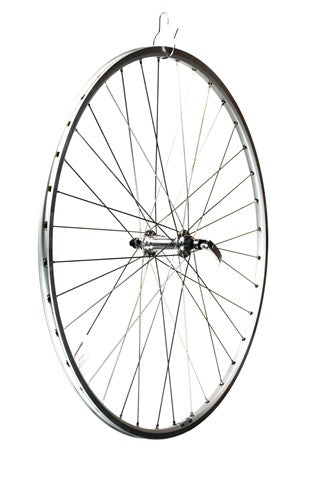 Voorwiel 28 inch race zilver uitval rvs spaak velgrem