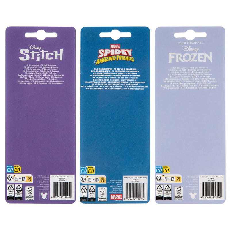 ギャラリービューアに画像をロードする, Disney spidey stitch frozen 8-kleurenpen 3 assorti
