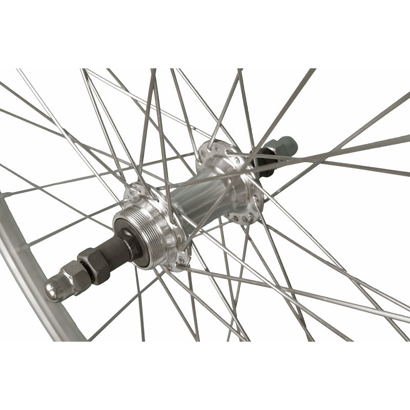 Load image into Gallery viewer, Roland achterwiel p24h 28 36g 7v vaste as alu zilver
