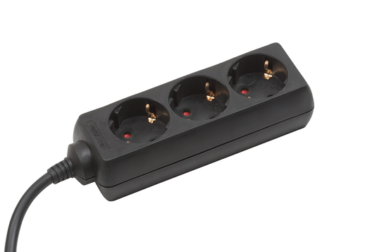 Meister stekkerdoos 3v 300cm zw w - wu7430030