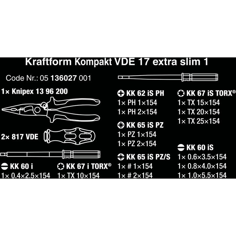Load image into Gallery viewer, Wera Kraftform Kompakt VDE 17 extra slim 1, 16-delig
