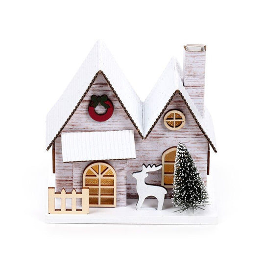 Zilverberk dubbel front kerstmis huis led decoratie