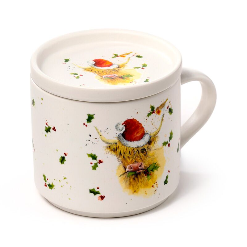 Load image into Gallery viewer, Kerstmis jan pashley highland koe porselein mok onderzetter set
