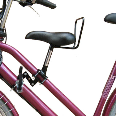 Zadel kinderzitje op buis damesfiets
