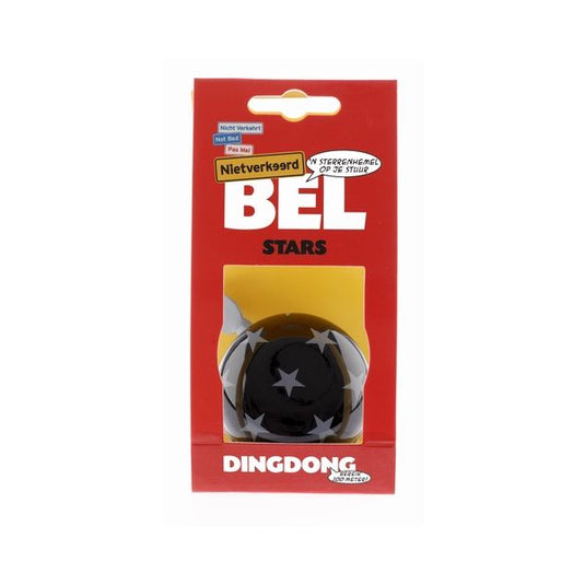 Nv ding dong bel 60mm stars zwart met sterren kaart