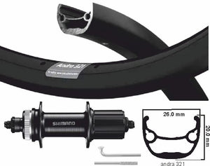 Kgs achterwiel 622 shimano zac321 zwarte velg rvs cassette 8 9 10 speed
