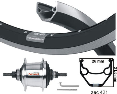 Kgs achterwiel 28 inch (622) zac421 zw zil nexus 7 centerlock zilver