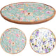 Home styling onderbord 25x25cm mangohout met bloemenprint 2 assorti