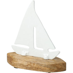 Home styling zeilboot op voet 15x5x17cm