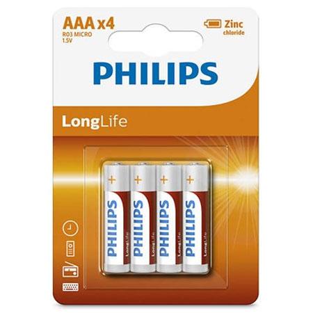 Philips r03 longlife aaa batterij 4 stuks