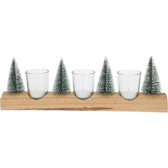 Home styling theelichthouder set boompjes 39x12cm