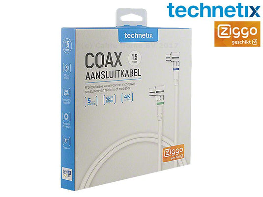 Enzo technetics coax aansluitkabel 1,5m compleet haakse plug - 2075010