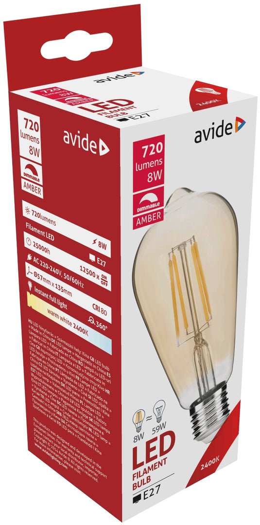 Avide led filament globe dimbaar amber