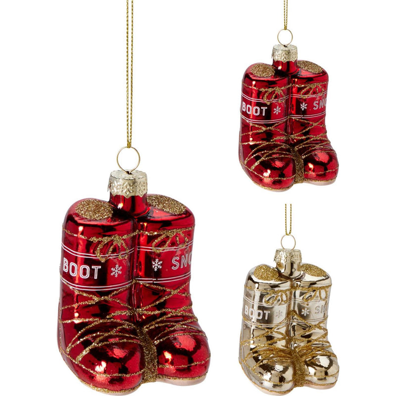 Load image into Gallery viewer, Kersthanger snowboots glas 5x6cm 3 assorti display a 12 stuks
