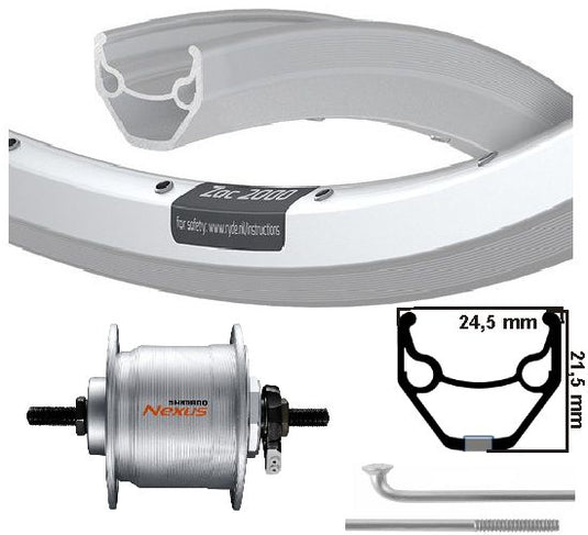 Kgs voorwiel 28inch (622) zac2000 zilver naafdynamo 6v-2.4w vaste