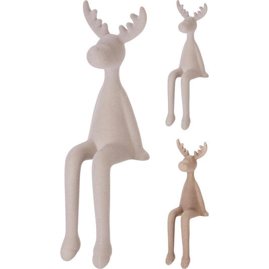 Rendier zittend 30cm 2ass kl