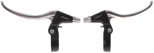 remgrepenset V-brake 4-vinger zwart zilver 2-delig