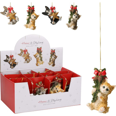 Home styling kat hangdeco 85mm 4ass d kat kersthanger 8,5cm