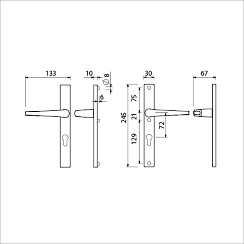 Chargez l'image dans la visionneuse de la galerie, Ami deurkruk 357 vastdraaibaar 245 30 profielcilinder 72 m5 r5,5 f1 deurdikte 53 57 mm. - 511740
