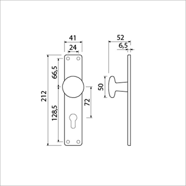 Ami knop 160 50 vast langschild 212 41 rh profielcilinder 72 f1 - 313796