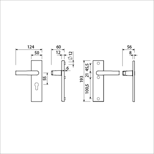 Chargez l'image dans la visionneuse de la galerie, Ami veiligheidsbeslag 193*50 buiten profielcilinder 55 binnen blind + deurkruk 332 f1 deurdikte 38 42 mm - 821236
