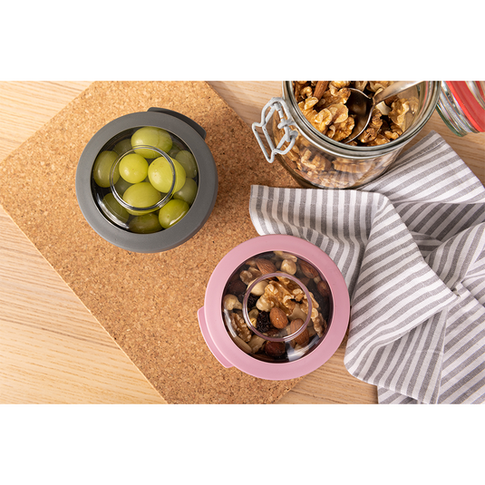 Amuse life snack bowl met deksel roze 200ml