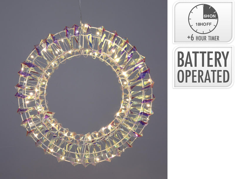 Afbeelding laden in galerijviewer, Home styling krans 30cm 30led shiny rainbow met timer
