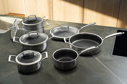 Arbaer 12-delige pannenset inductie met honingraat anti-aanbaklaag