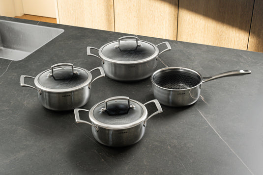 Arbaer 7-delige pannenset inductie met honingraat anti-aanbaklaag