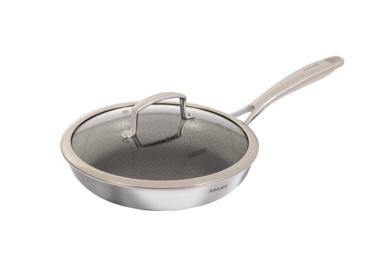Arbaer koekenpan inductie ø 24 cm met honingraat anti-aanbaklaag met deksel