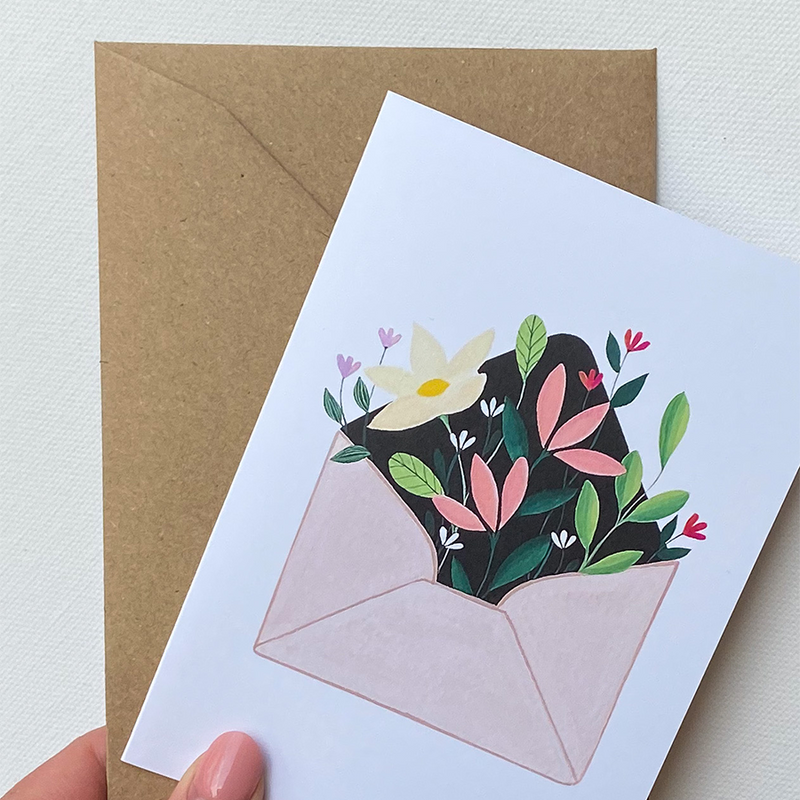 Chargez l'image dans la visionneuse de la galerie, Art by andu wenskaart flower envelope
