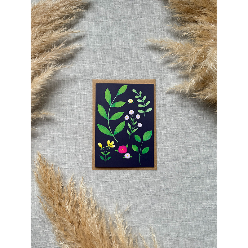 Afbeelding laden in galerijviewer, Art by andu wenskaart modern botanicals

