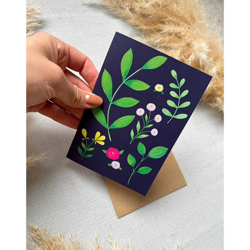 Afbeelding laden in galerijviewer, Art by andu wenskaart modern botanicals

