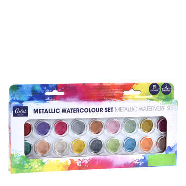 Artist waterverfset metallic 18 kleuren