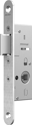 Afbeelding laden in galerijviewer, Assa abloy n1002 loopslot | dm65mm | krukgat 8mm | voorplaat rvs 24x185mm afgerond | zamac vernikkelde dagschoot | dr 1+3 2+4 - 10049500
