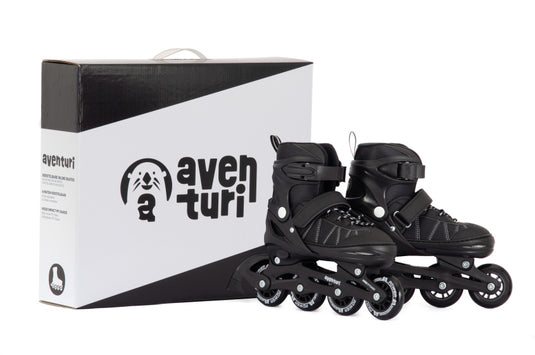 Aventuri verstelbare inline skates semi-softboot zwart maat 38-41 (l)
