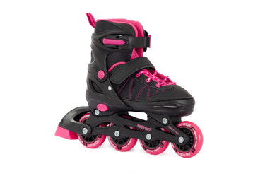 Aventuri verstelbare inline skates semi-softboot zwart roze maat 30-33 (s)
