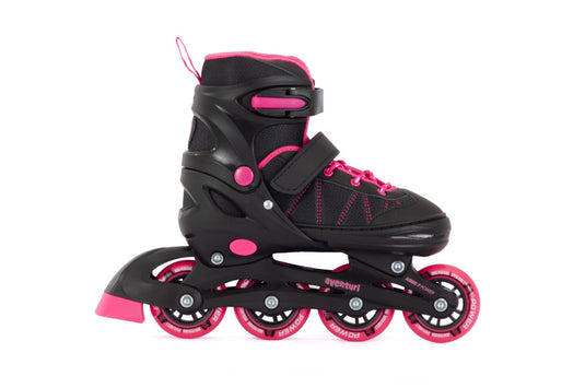 Aventuri verstelbare inline skates semi-softboot zwart roze maat 30-33 (s)