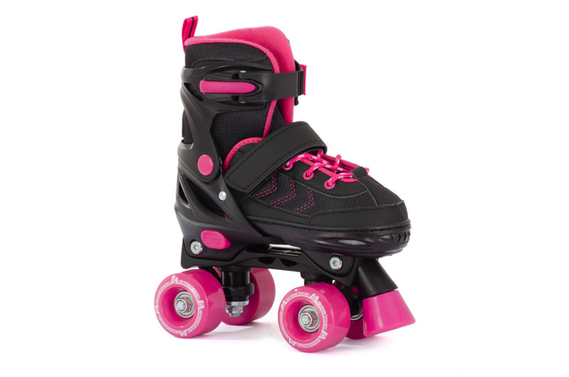 Load image into Gallery viewer, Aventuri verstelbare rolschaatsen semi-softboot zwart roze maat 31-34 (s)
