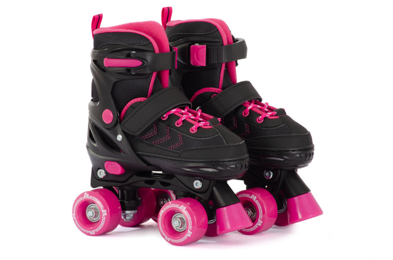 Load image into Gallery viewer, Aventuri verstelbare rolschaatsen semi-softboot zwart roze maat 35-38 (m)
