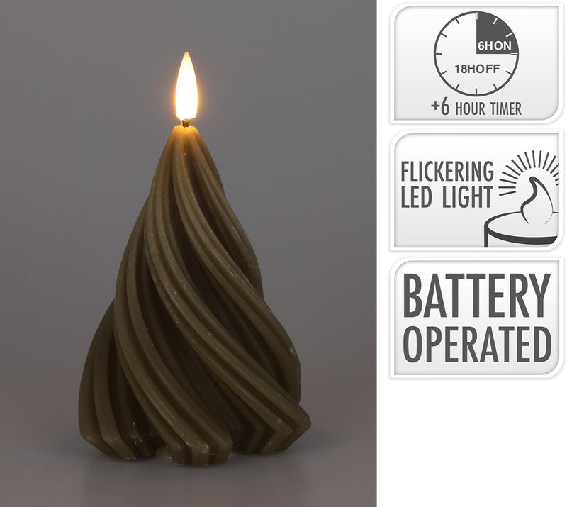 Afbeelding laden in galerijviewer, Home styling kaars led boom gedraaid h13cm taupe

