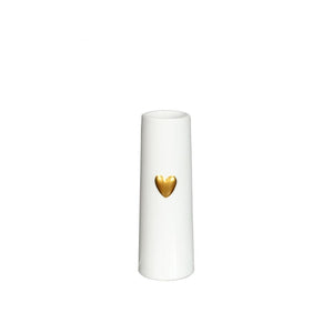 Ideas 4 seasons vaas wit met goudenhart ø6 h.17 cm keramiek