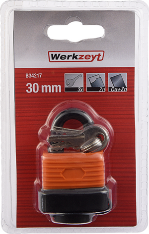 Werkzeyt hangslot oranje 30mm - b34217