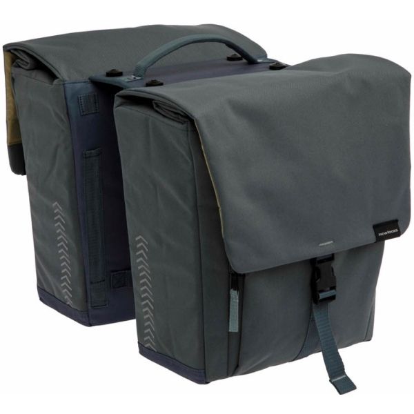 Afbeelding laden in galerijviewer, Burgers - new looxs new looxs ® tulum double mik - dubbele fietstas - 100% gerecycled polyester - geschikt voor elektrische fietsen - voor mik-bagagedrager - afneembare fietstas - 32 liter - grey-green
