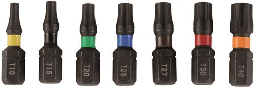 Cargue la imagen en el visor de la galería, Bahco torsiebit 1 4 | heavy-duty | voor torx® schroeven | gekleurd | t20 x 25 mm - retailverpakking - 66im t20c-2p

