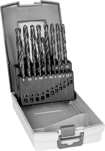 Bahco 4515-set-19 hss-r spiraalboorset 19-delig 1 mm, 1.5 mm, 2 mm, 2.5 mm, 3 mm, 3.5 mm, 4 mm, 4.5 mm, 5 mm, 5.5 mm, 6