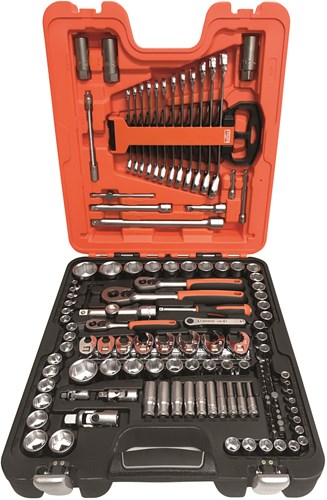 ギャラリービューアに画像をロードする, Bahco 1 4' - 3 8' -1 2' square drive doppenset met combinatie ratelsleutelset - 137 stuks - s137
