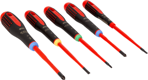 Laden Sie das Bild in Galerie -Viewer, Bahco schroevendraaierset ergo™ | geïsoleerd | vde | driecomponentengreep | smal blad | gleuf- | pozidriv- en torx® - 5-delig - be-9872sl
